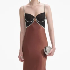 Satin Diamante Maxi Dress^self-portrait Cheap