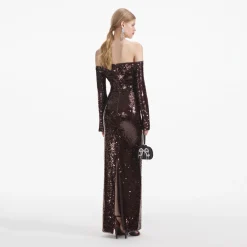 Sequin Off Shoulder Maxi Dress^self-portrait Discount