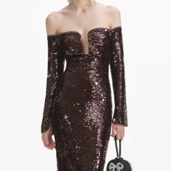 Sequin Off Shoulder Maxi Dress^self-portrait Discount