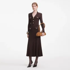 Viscose Rib Knit Midi Dress^self-portrait Discount