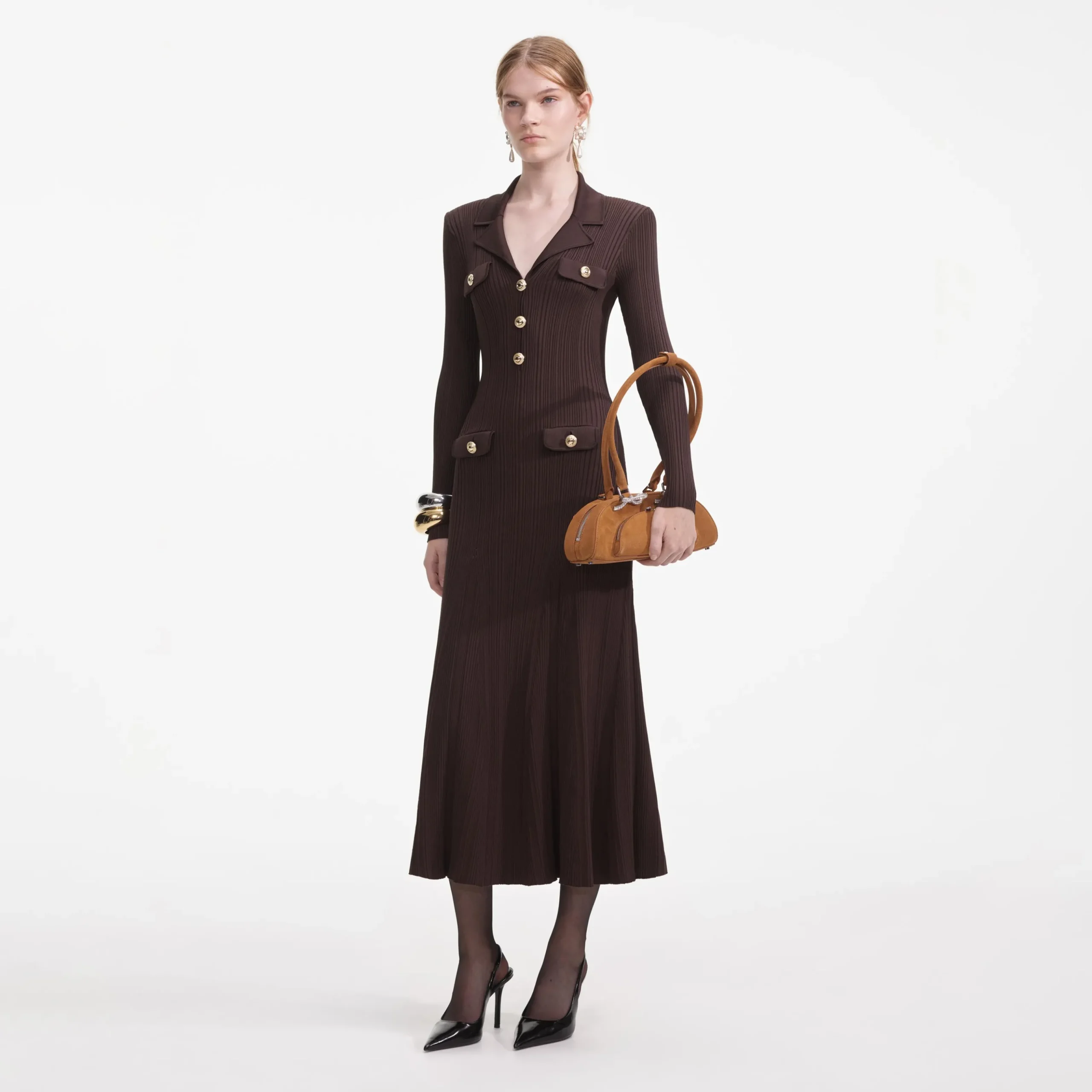 Viscose Rib Knit Midi Dress^self-portrait Discount