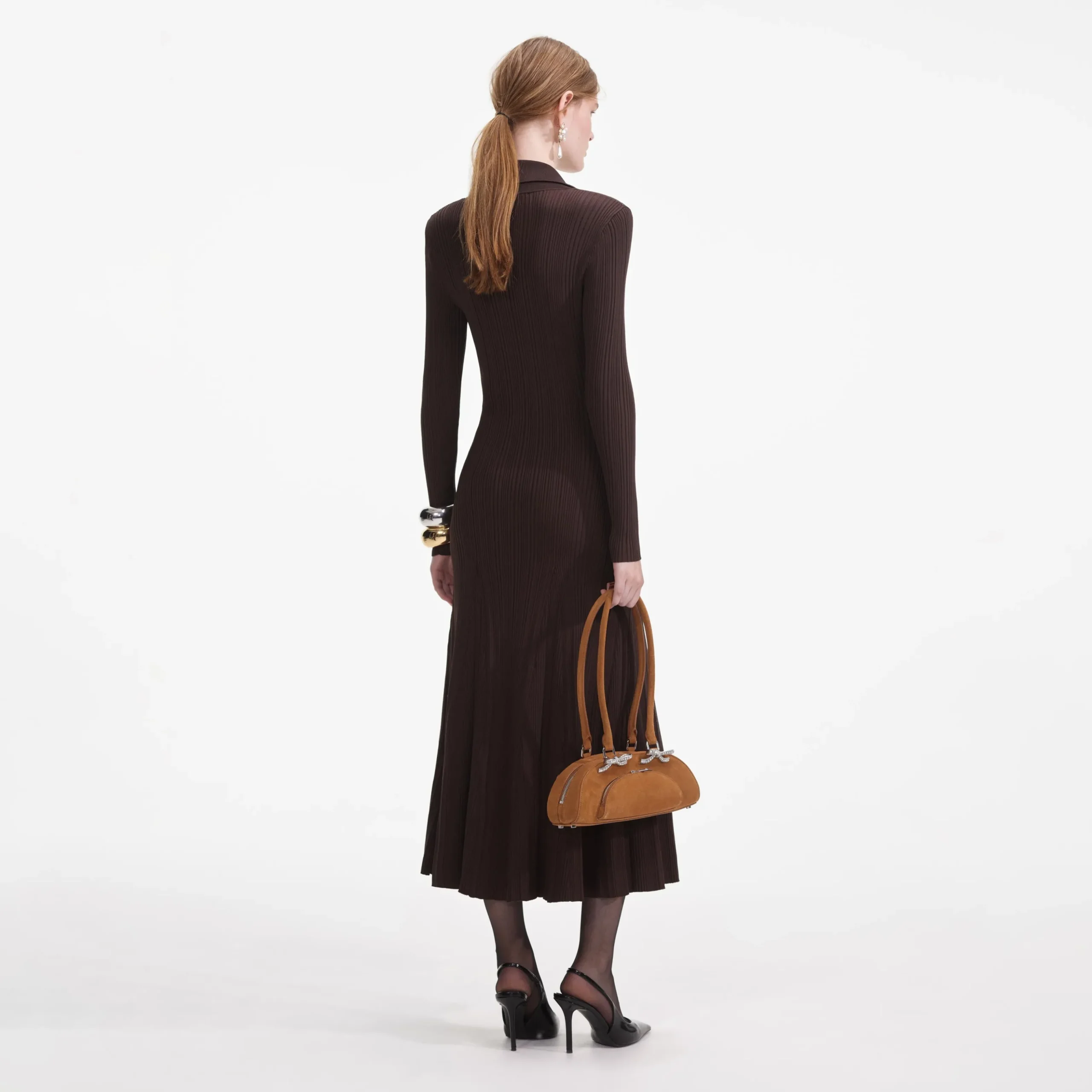 Viscose Rib Knit Midi Dress^self-portrait Discount