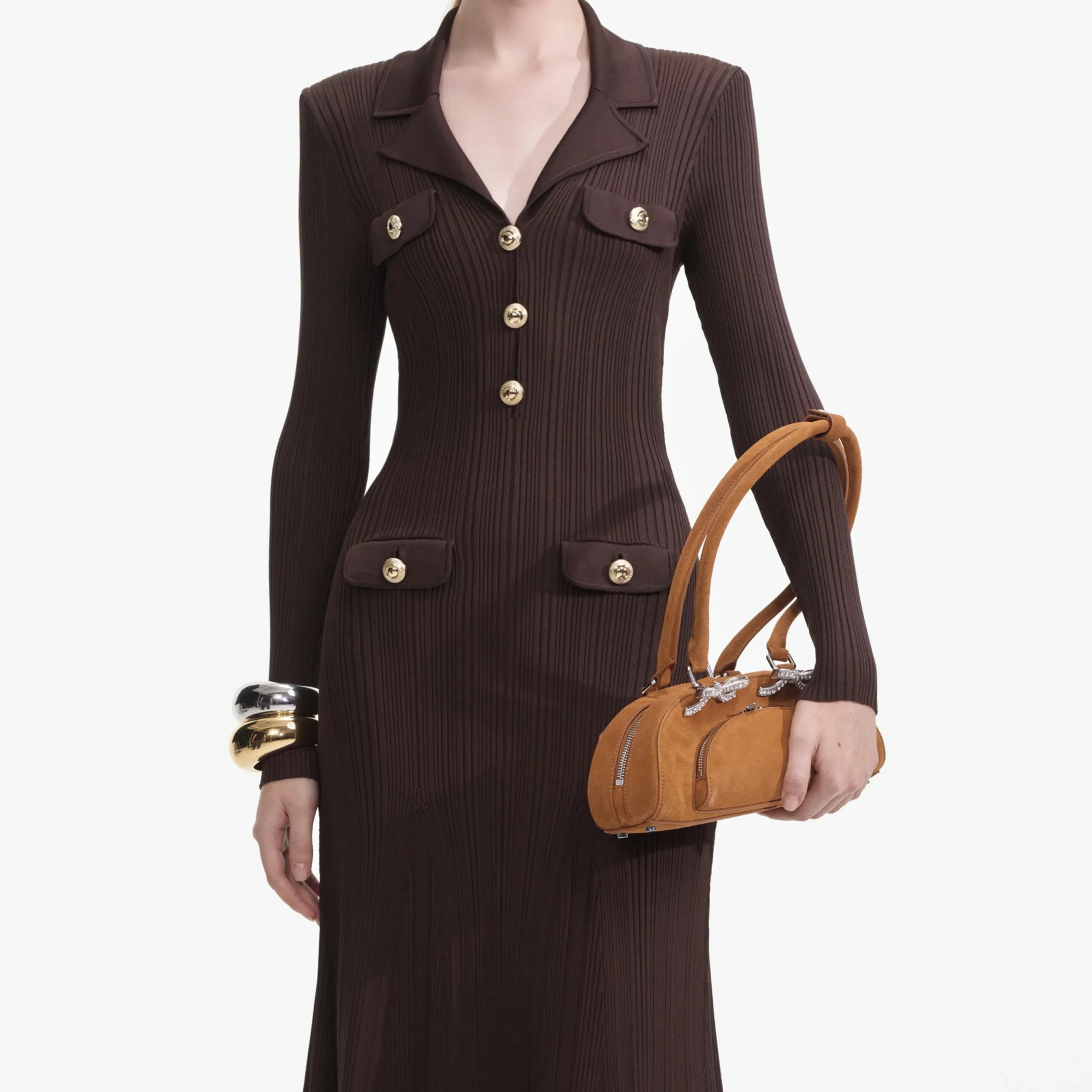 Viscose Rib Knit Midi Dress^self-portrait Discount