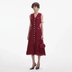 Lace Buttoned Midi Dress^self-portrait Fashion