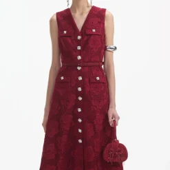 Lace Buttoned Midi Dress^self-portrait Fashion
