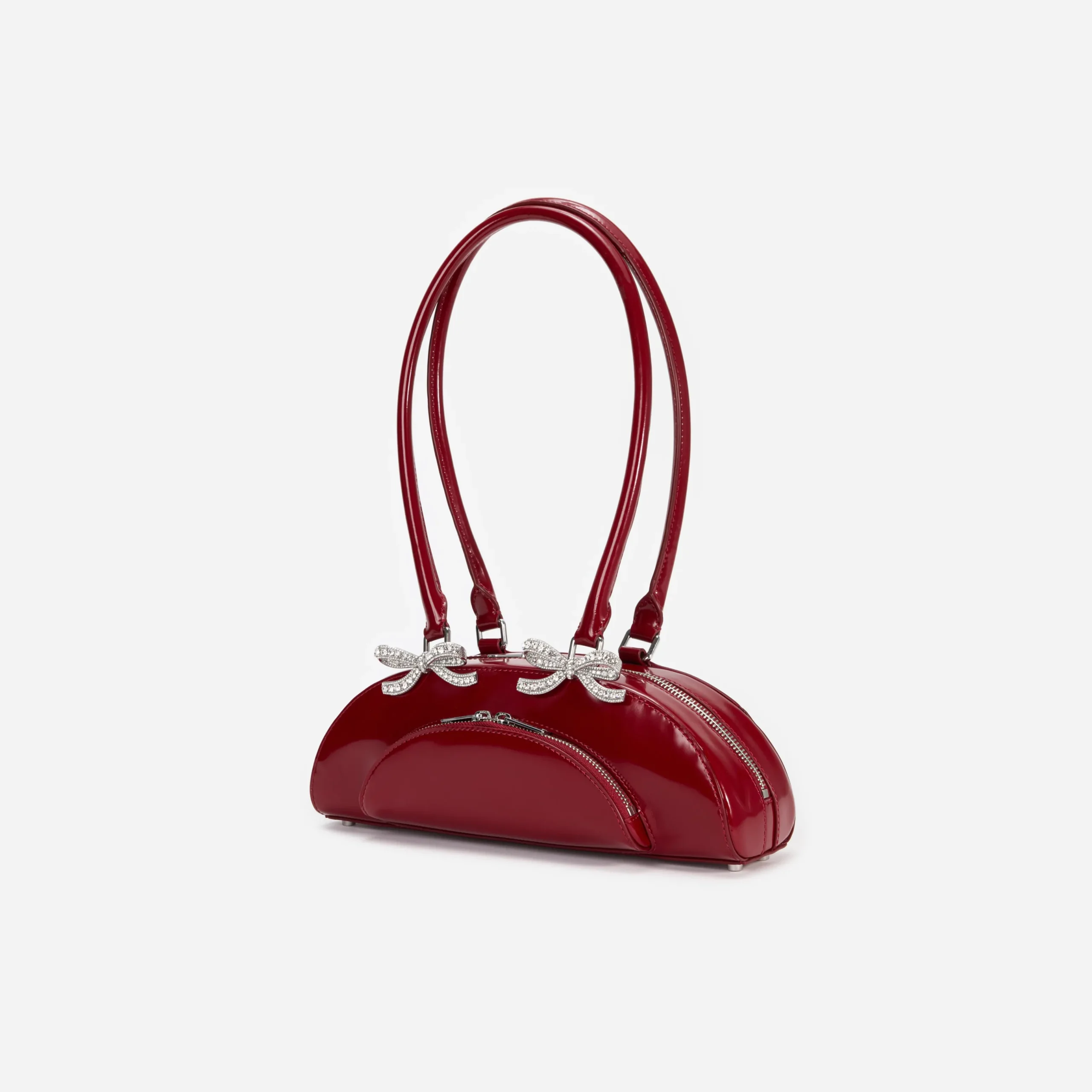 Leather Curved Shoulder Bag^self-portrait Fashion
