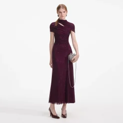 Rhinestone Mesh Cut Out Midi Dress^self-portrait Best