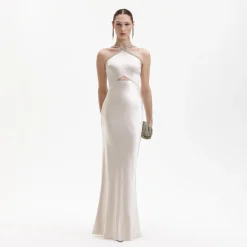 Satin Diamante Maxi Dress^self-portrait Outlet