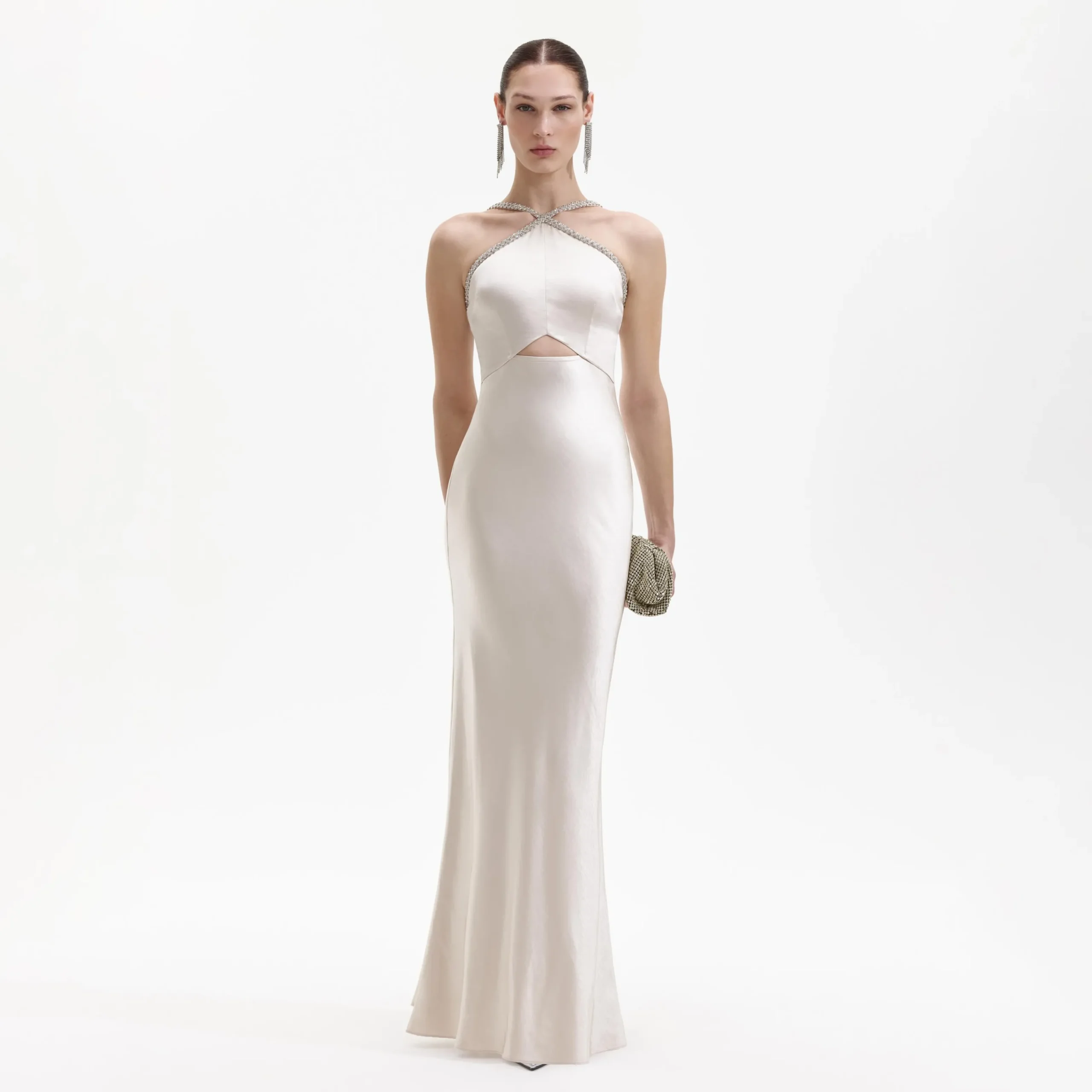 Satin Diamante Maxi Dress^self-portrait Outlet
