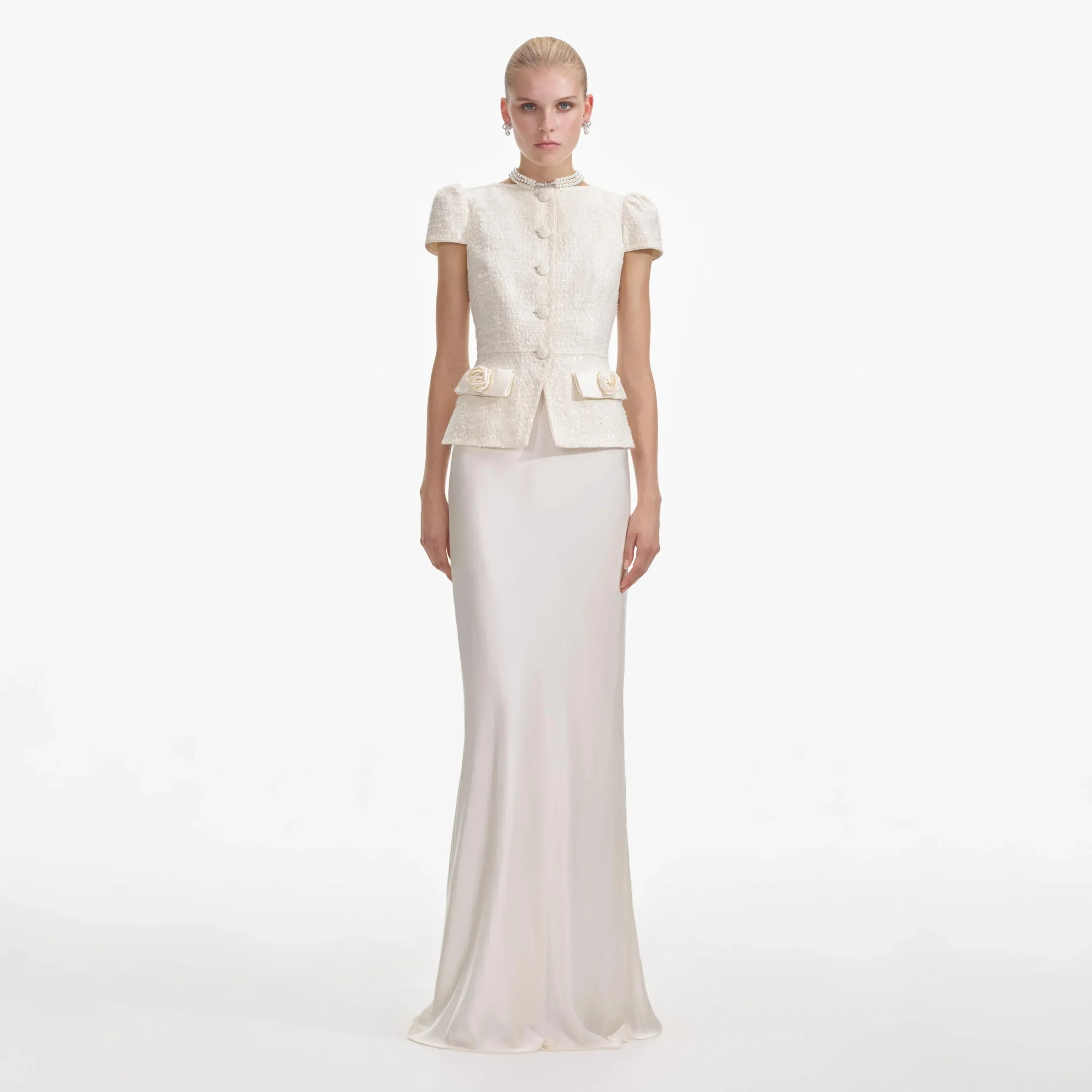 Boucle Bow Detail Maxi Dress^self-portrait Online