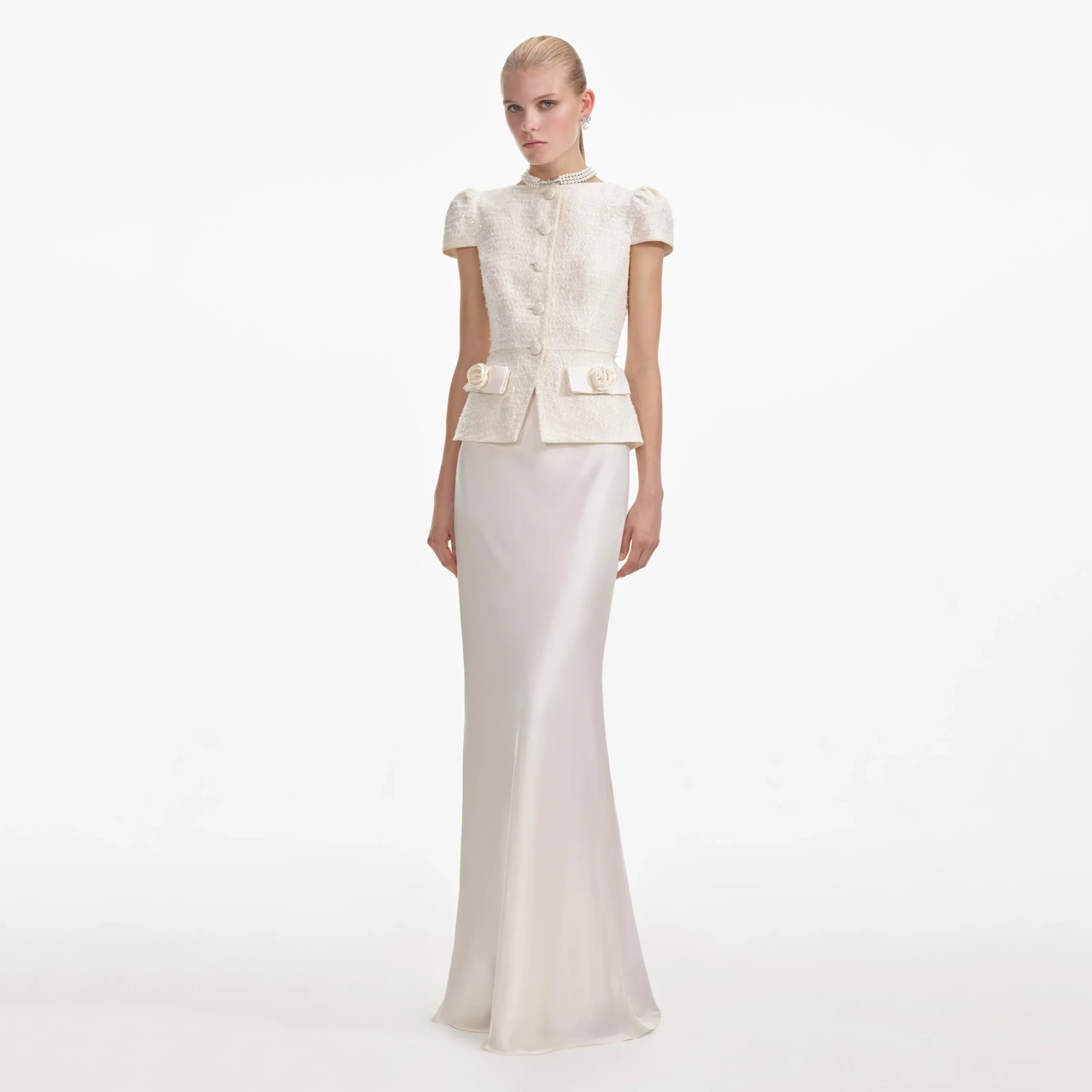 Boucle Bow Detail Maxi Dress^self-portrait Online