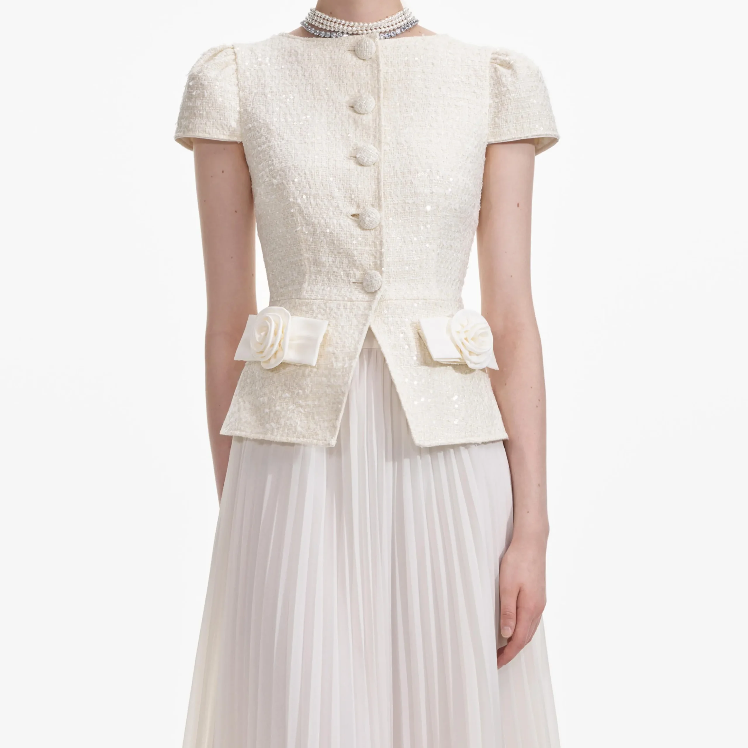 Boucle Bow Detail Midi Dress^self-portrait Shop