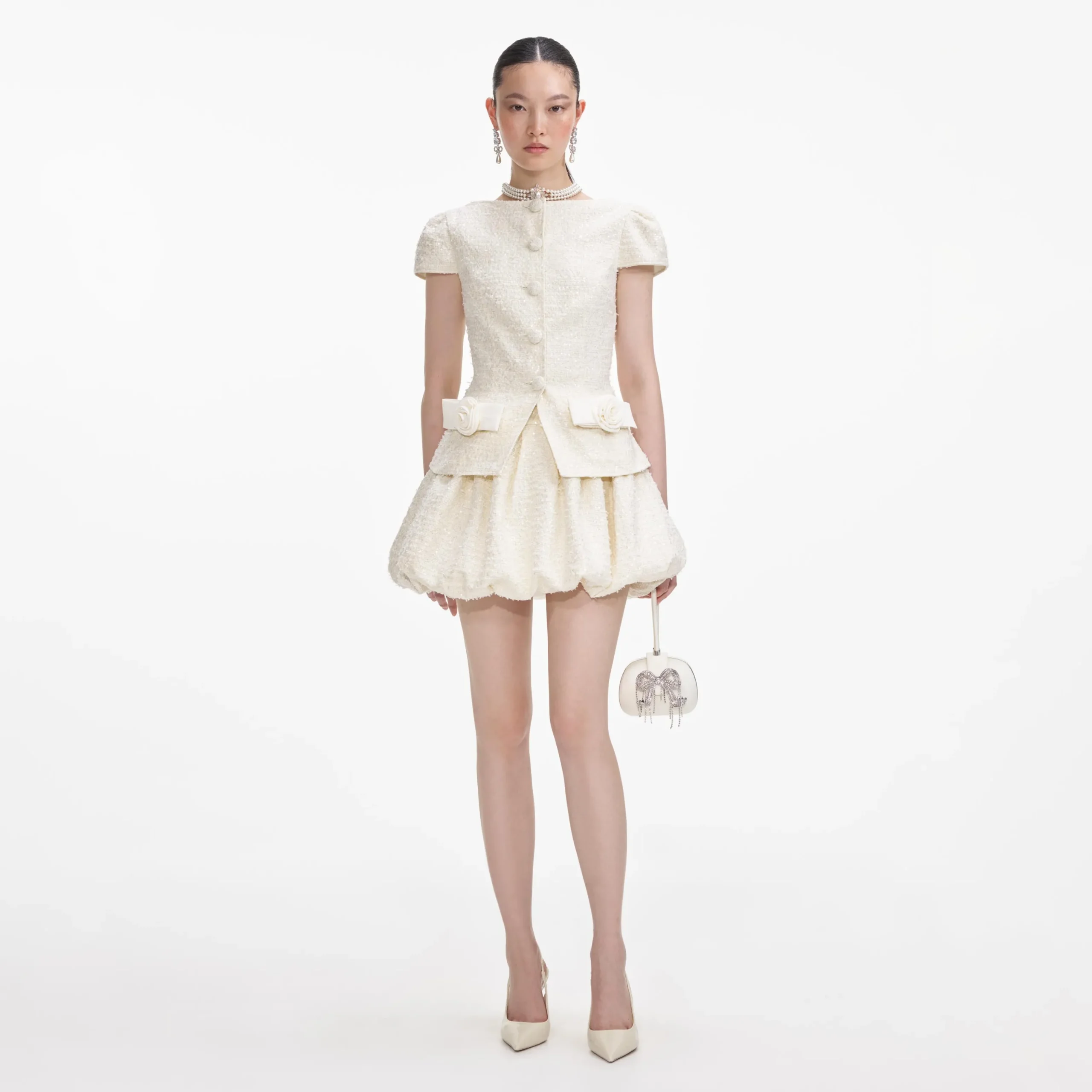 Boucle Bow Detail Mini Dress^self-portrait Sale