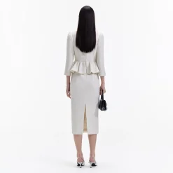 Boucle Peplum Midi Dress^self-portrait Clearance
