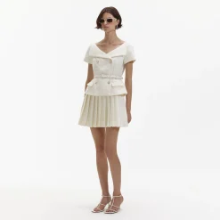 Boucle Pleated Mini Dress^self-portrait Fashion