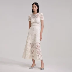 Cord Lace Bow Midi Dress^self-portrait Outlet