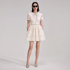 Cord Lace Bow Mini Dress^self-portrait New