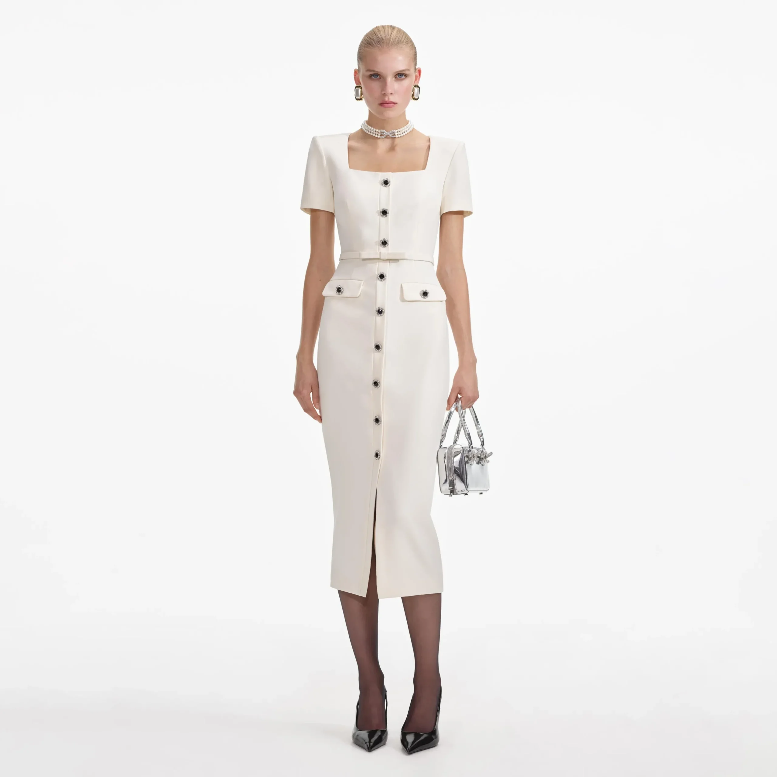 Crepe Button Midi Dress^self-portrait Hot