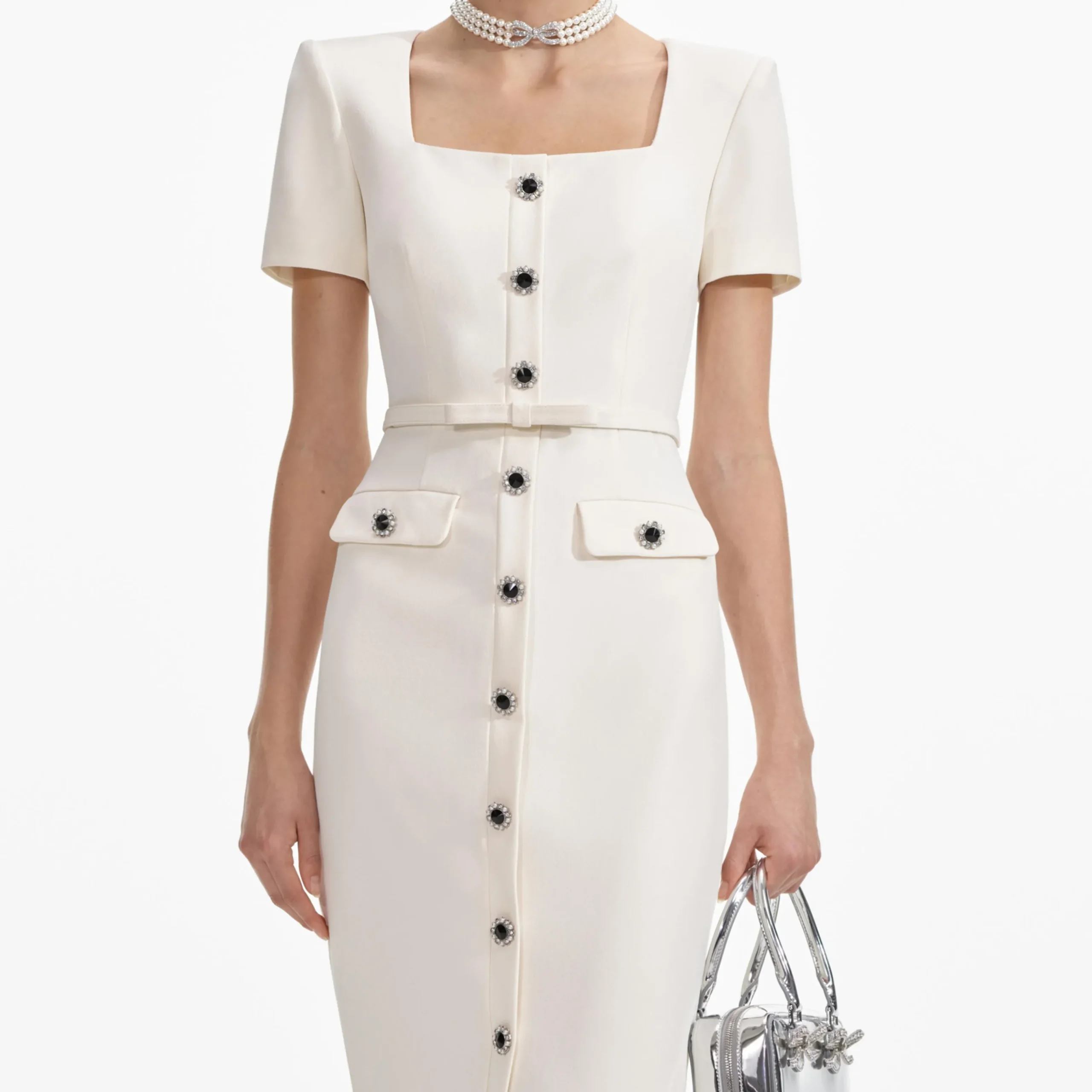 Crepe Button Midi Dress^self-portrait Hot