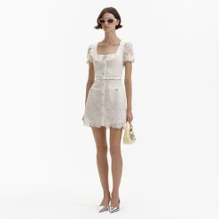 Guipure Lace Button Mini Dress^self-portrait Store