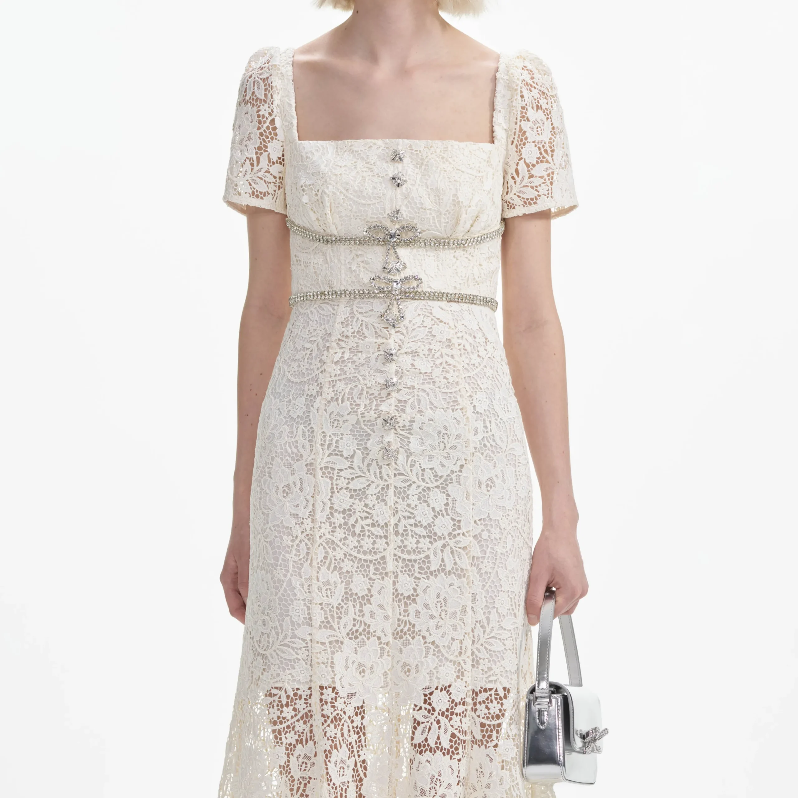 Lace Diamante Bow Midi Dress^self-portrait Cheap