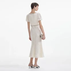 Lace Diamante Trim Midi Dress^self-portrait New