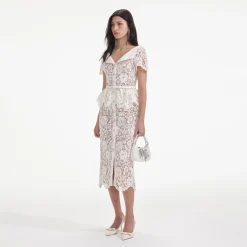 Lace Peplum Midi Dress^self-portrait Flash Sale