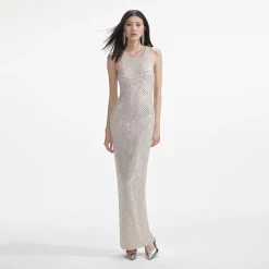 Mesh Rhinestone Maxi Dress^self-portrait Sale