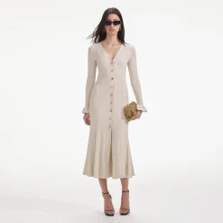 Metallic Ribbed Midi Dress^self-portrait Discount