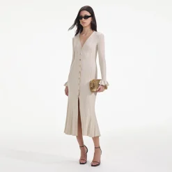 Metallic Ribbed Midi Dress^self-portrait Discount