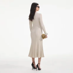 Metallic Ribbed Midi Dress^self-portrait Discount