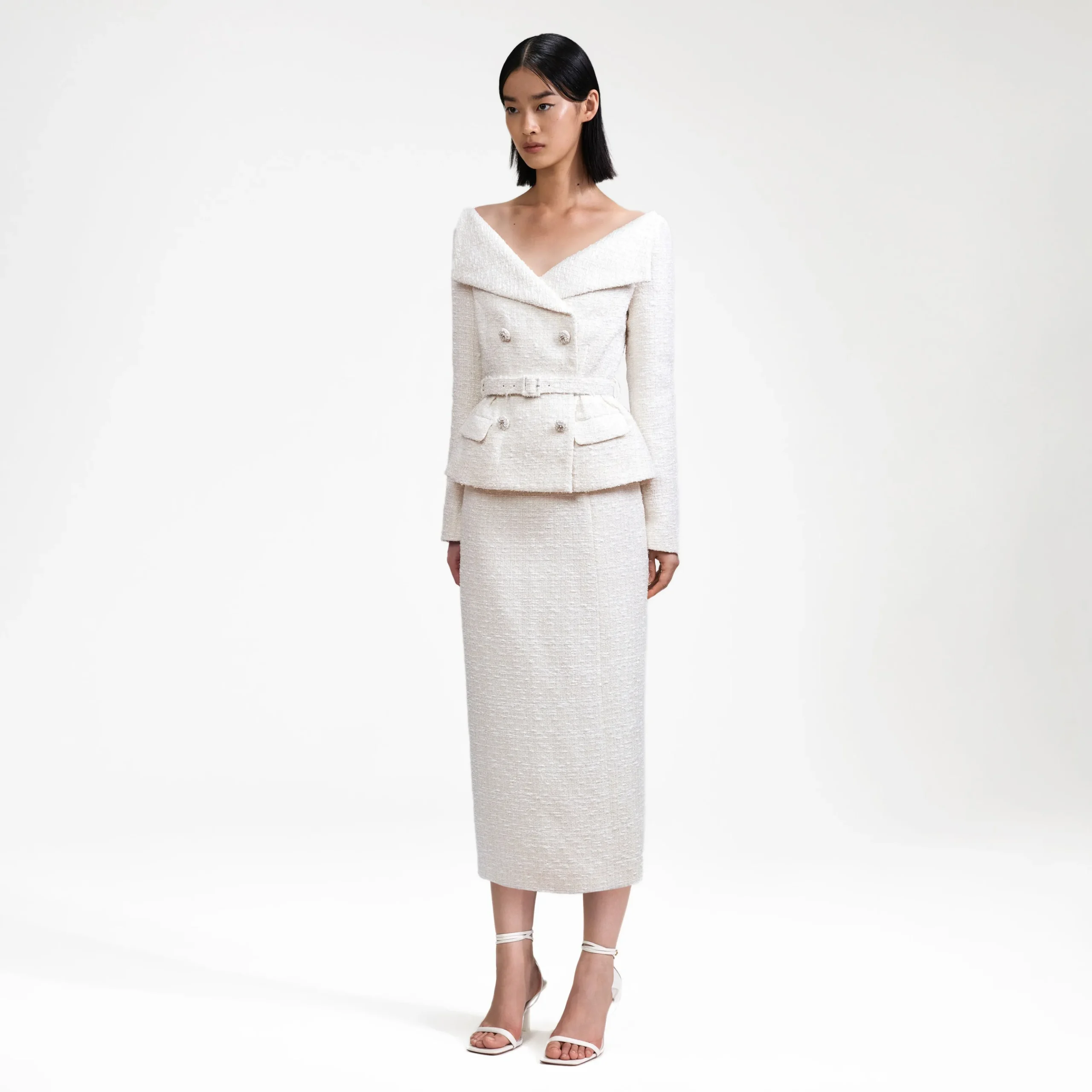 Off Shoulder Boucle Midi Dress^self-portrait Flash Sale