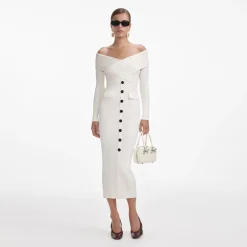 Off Shoulder Knit Midi Dress^self-portrait Outlet
