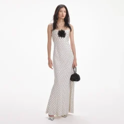 Polka Dot Satin Maxi Dress^self-portrait Cheap