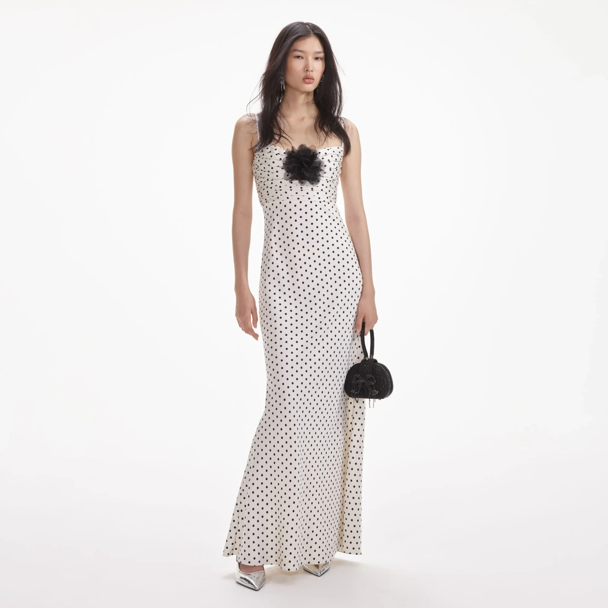 Polka Dot Satin Maxi Dress^self-portrait Cheap