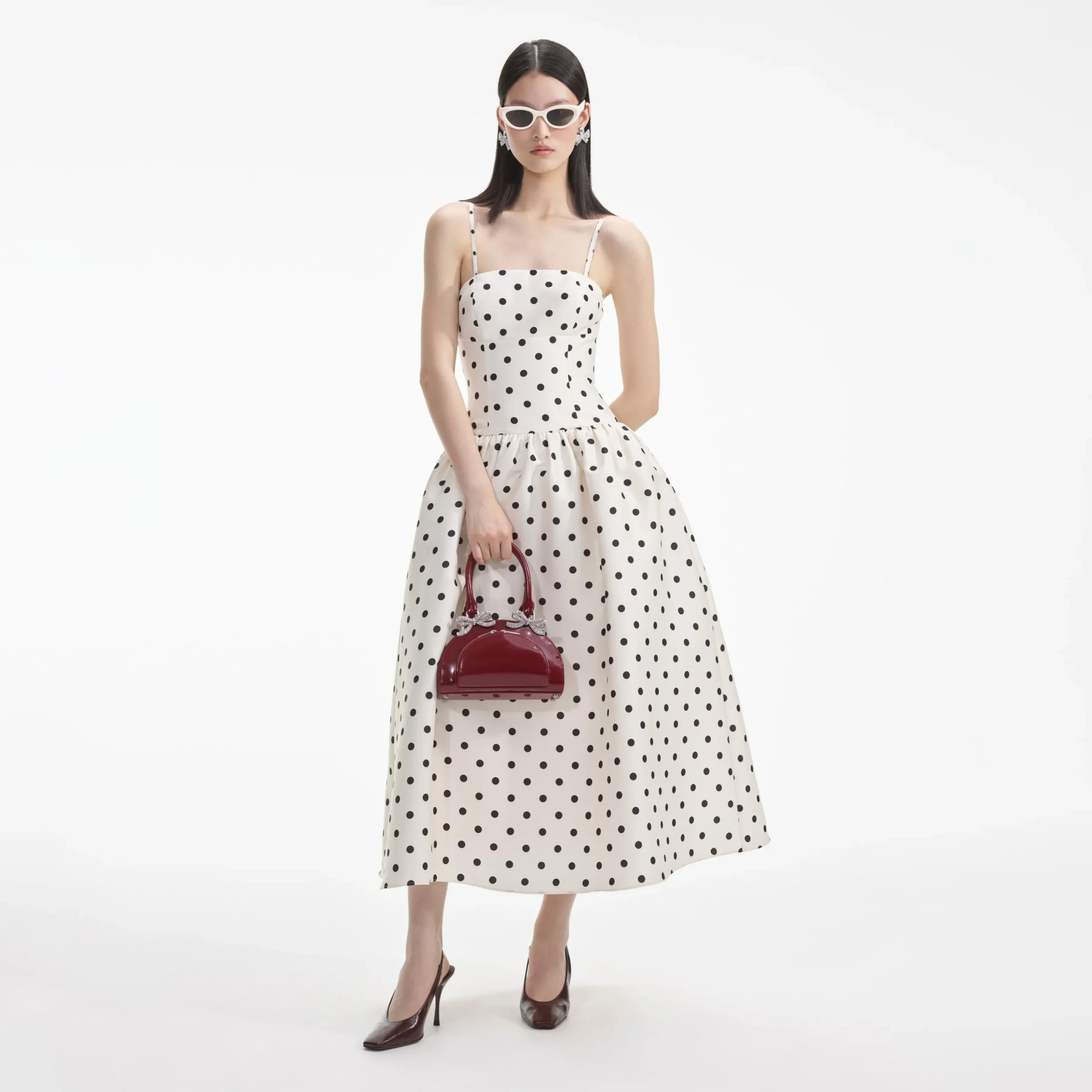 Polka Dot Taffeta Midi Dress^self-portrait Hot