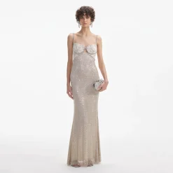 Rhinestone Mesh Maxi Dress^self-portrait Discount