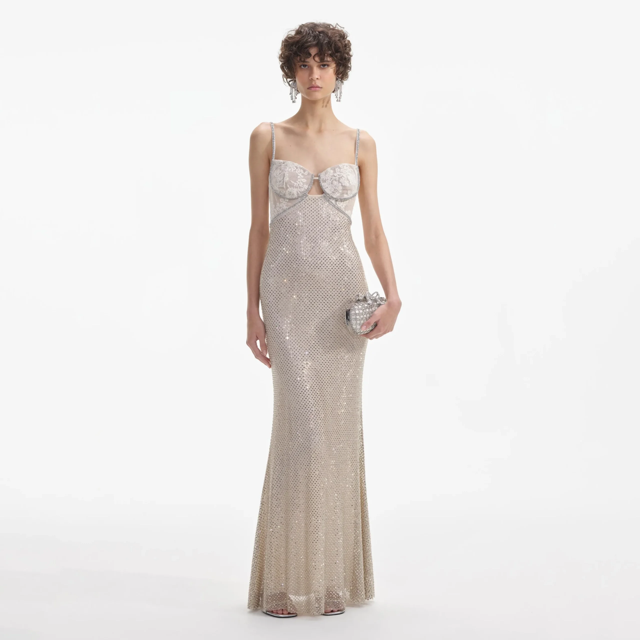 Rhinestone Mesh Maxi Dress^self-portrait Discount
