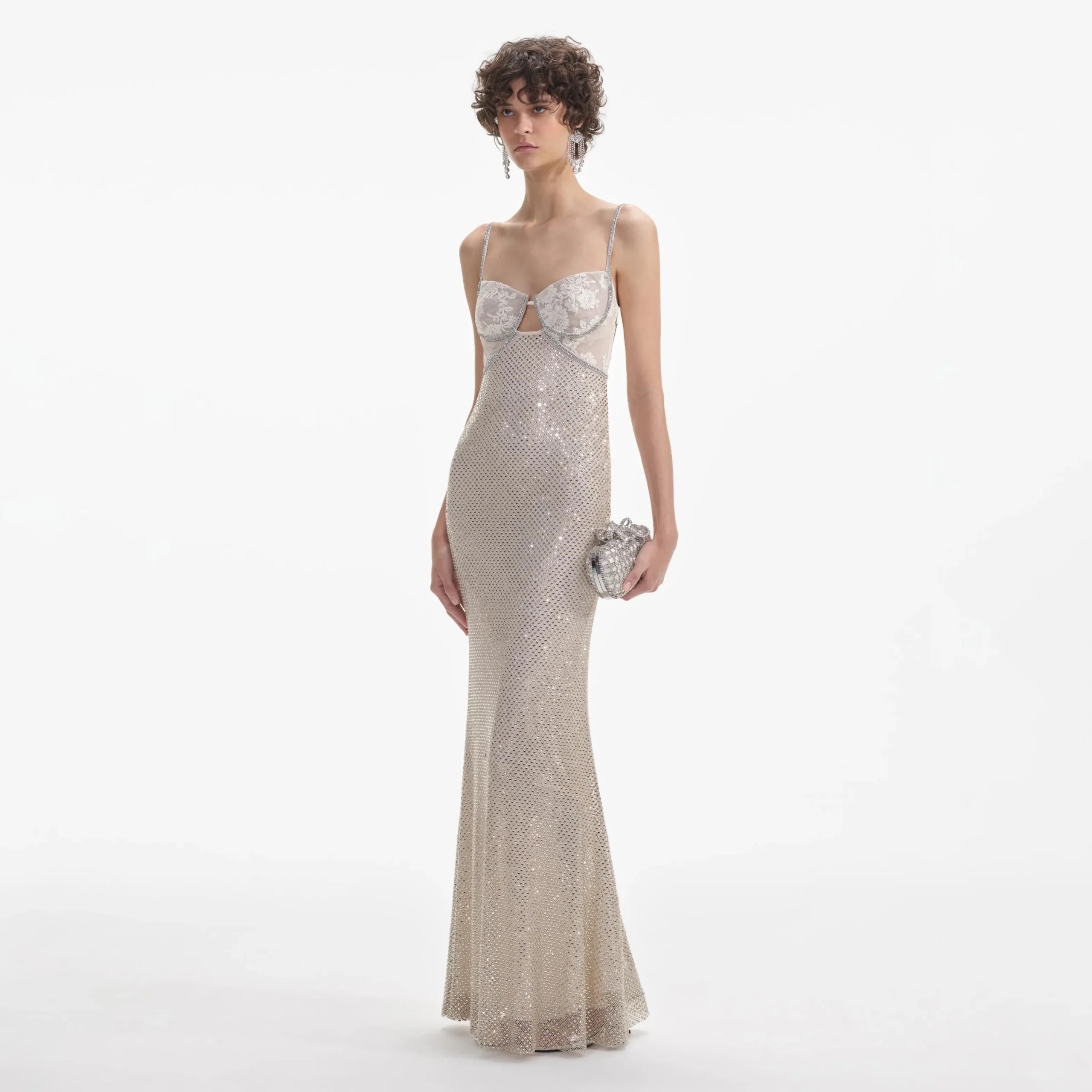 Rhinestone Mesh Maxi Dress^self-portrait Discount