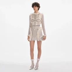 Rhinestone Mesh Ruffle Mini Dress^self-portrait Discount