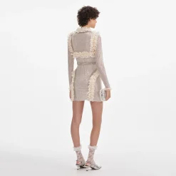 Rhinestone Mesh Ruffle Mini Dress^self-portrait Discount