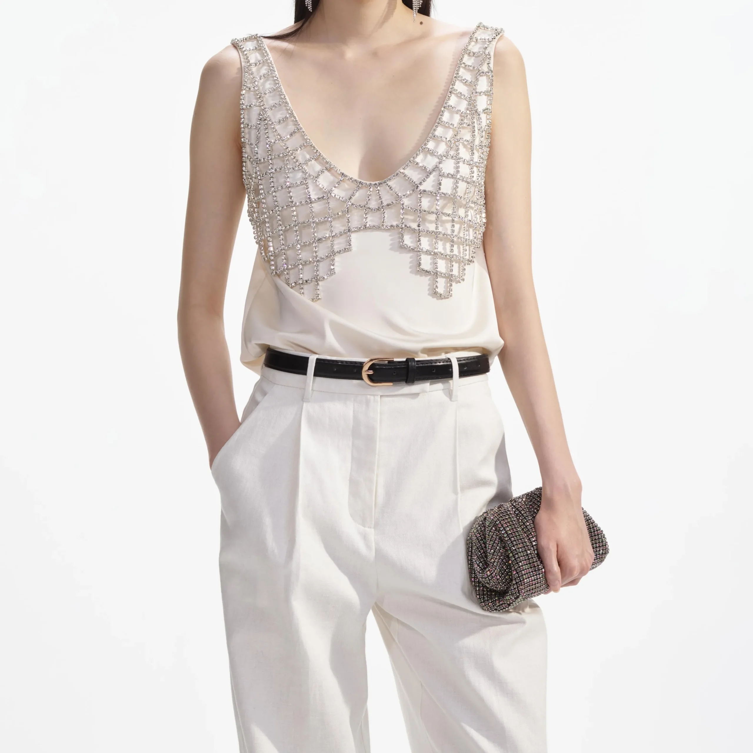 Satin Diamante Bralette Top^self-portrait Outlet