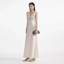 Satin Diamante Bralette Maxi Dress^self-portrait Hot
