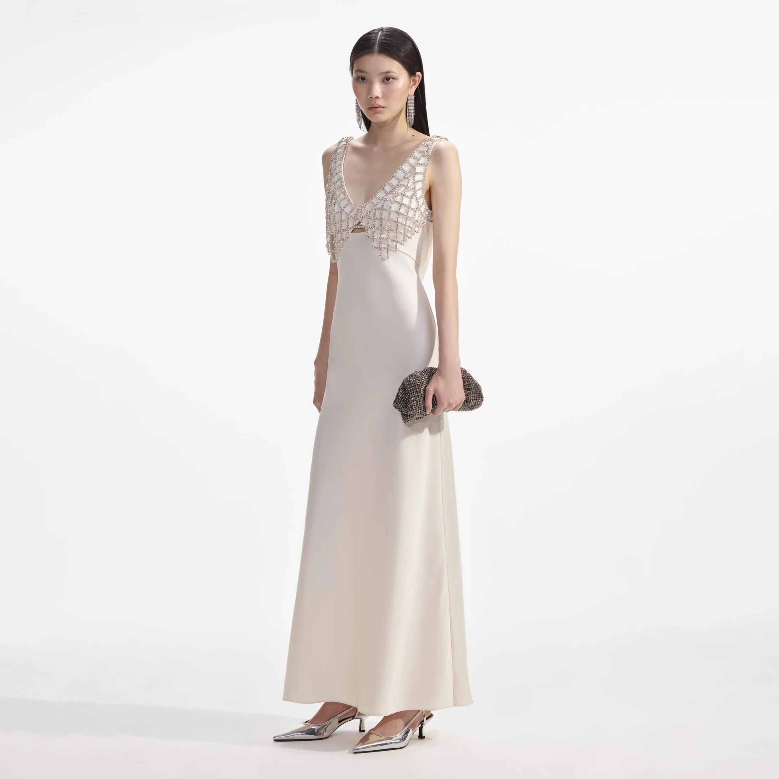 Satin Diamante Bralette Maxi Dress^self-portrait Hot