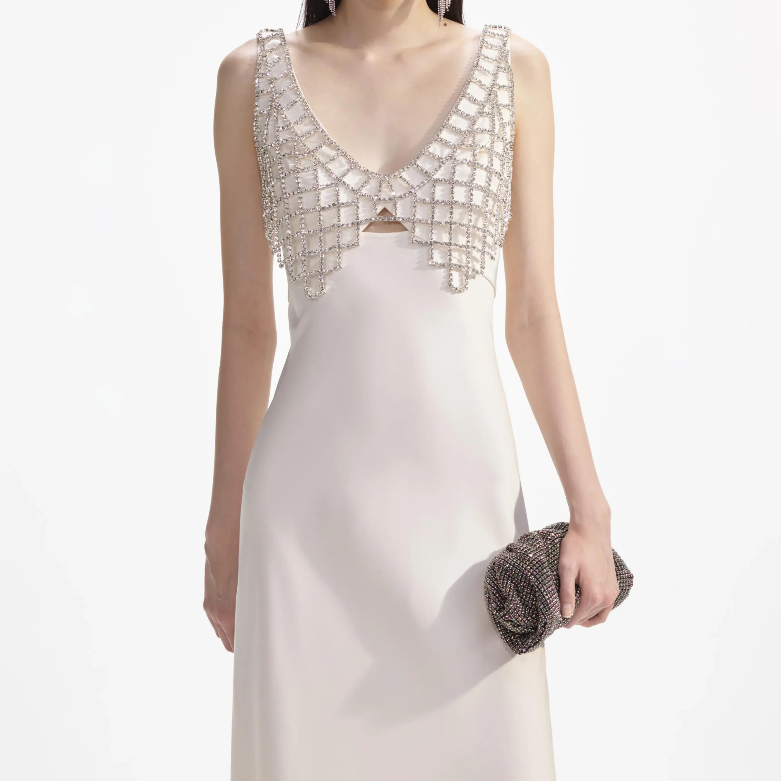 Satin Diamante Bralette Maxi Dress^self-portrait Hot