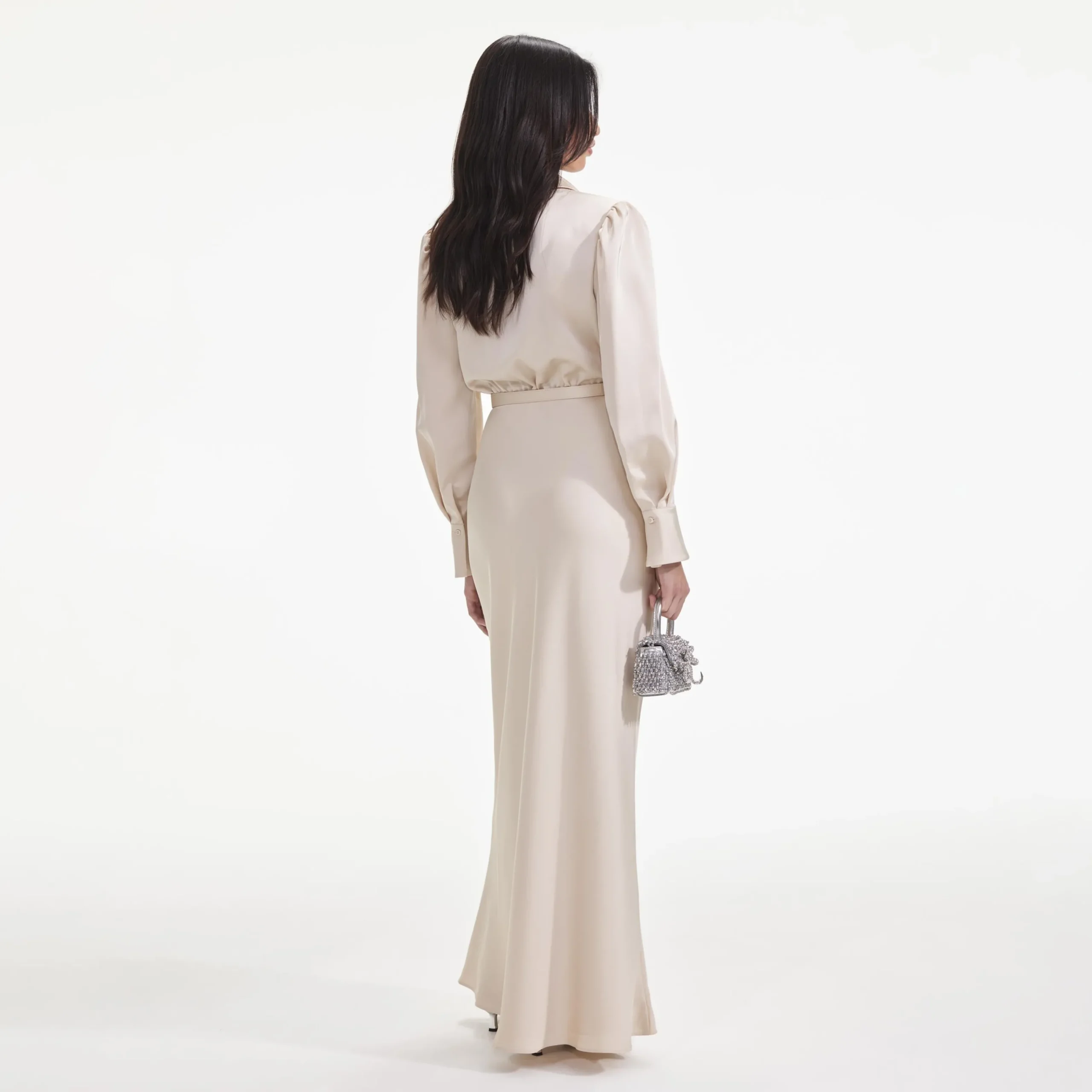Satin Embellished Bib Maxi Dress^self-portrait New