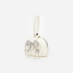 Satin Top Handle Clutch Bag^self-portrait New