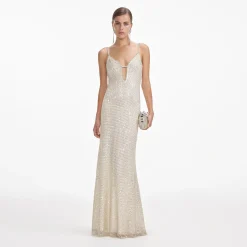 Square Rhinestone Fishnet Maxi Dress^self-portrait Best