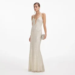 Square Rhinestone Fishnet Maxi Dress^self-portrait Best