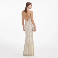 Square Rhinestone Fishnet Maxi Dress^self-portrait Best